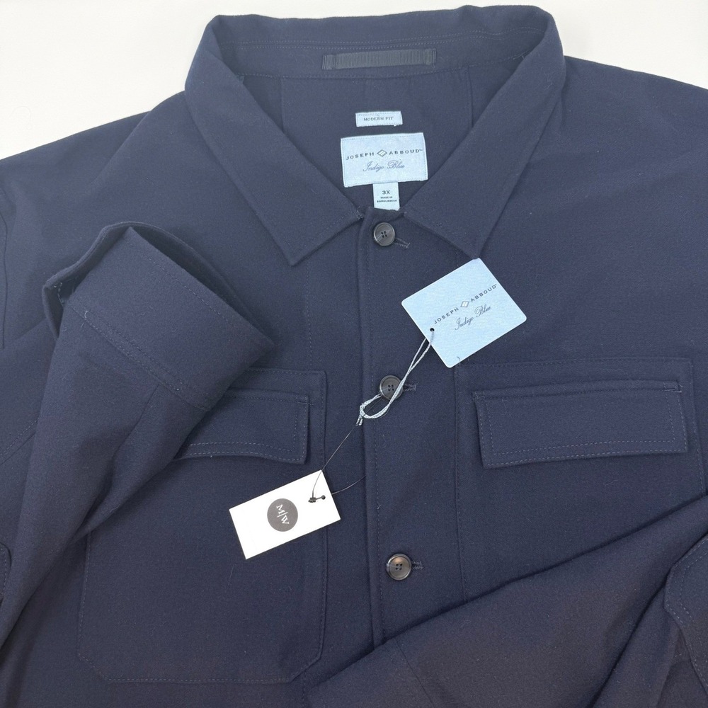 Joseph Abboud Indigo Blue Navy Stretch Shirt Jacket Modern Fit‎ Men's 3X NEW
